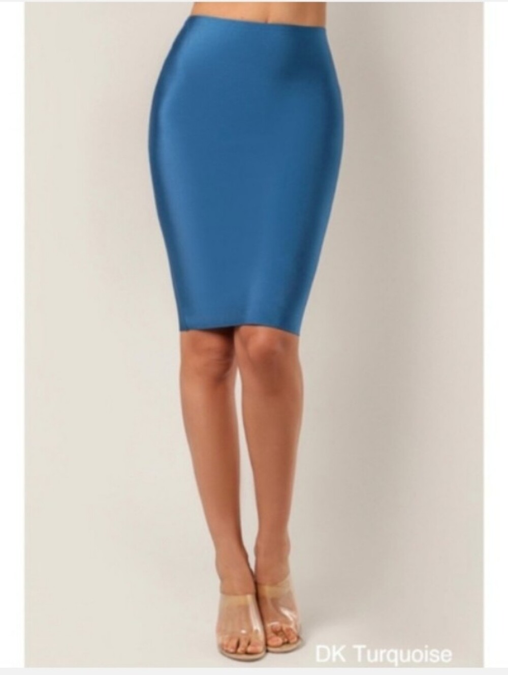 WoW Couture Bandage Style High Waist Bodycon Skirt in Dark Turquoise